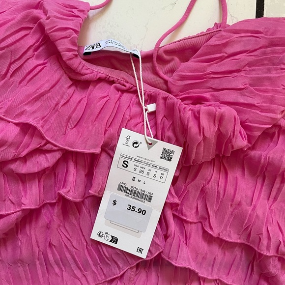 Zara NWT pink ruffle crop top - Picture 4 of 5
